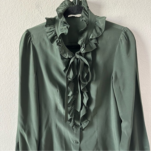 ULLA JOHNSON Catroux Silk Long Sleeve Button Front Blouse SZ US 4 - Picture 4 of 8
